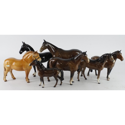 360 - Beswick. Seven Beswick Horse figures, tallest 19.5cm approx.