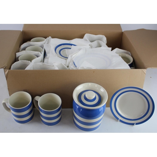 386 - Cornishware. A collection of blue & white Cornishware by T. G. Green, including mugs, plates, egg cu... 