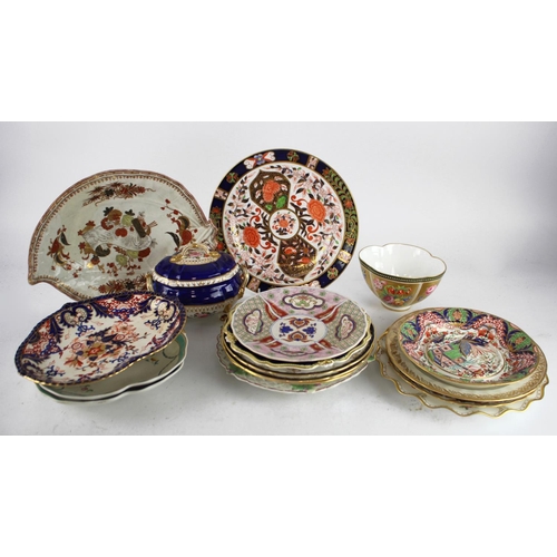 390 - Derby. A collection of approximately seventeen plates, tureen, etc. (mostly Derby)