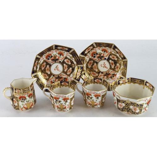 392 - Derby. Two Derby tea cups & saucers, sugar bowl & milk jug in the Traditional Imari pattern, circa e... 