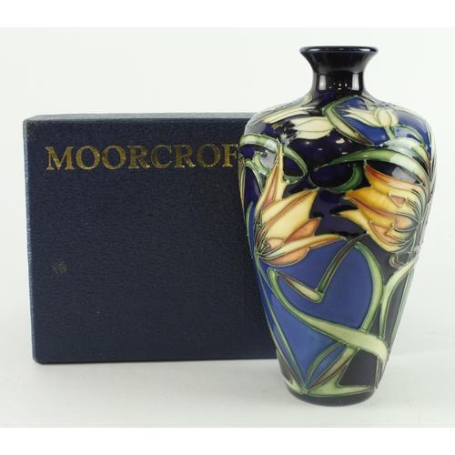 429 - Moorcroft Loch Hope pattern vase, makers marks to base, height 15cm approx., contained in a Moorcrof... 