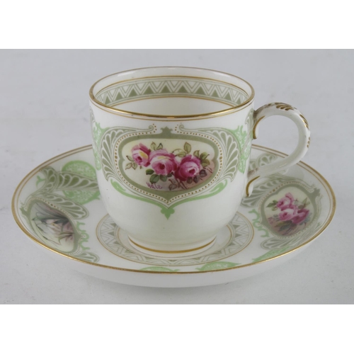 469 - Royal Worcester porcelain cup and saucer, with hand painted floral decoration, signed 'Hale', makers... 