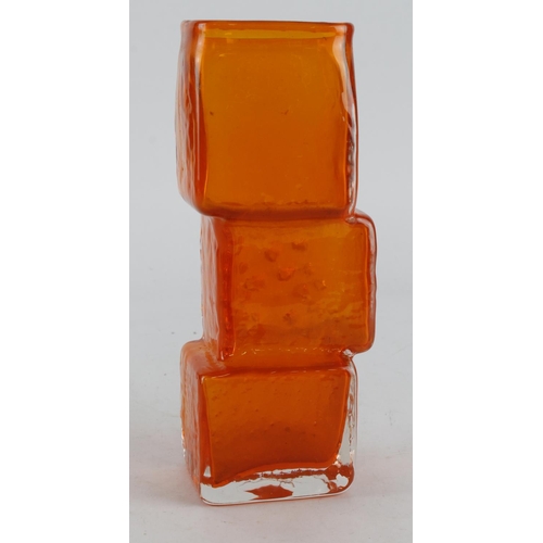 479 - Whitefriars tangerine 'drunken bricklayer' vase, designed by Geoffrey Baxter, height 21.5cm approx.