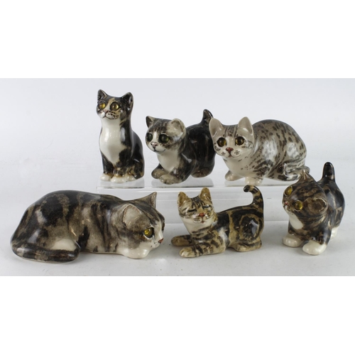 480 - Winstanley. A group of six cats by Winstanley, makers marks to base of each, largest length 19cm app... 