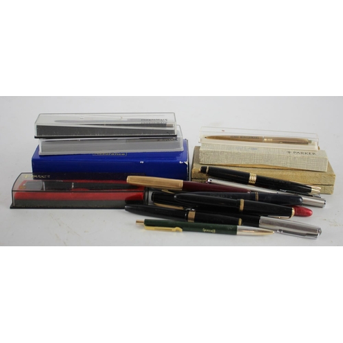 486 - Pens. A collection of approximately twenty fountain pens, ballpoint pens & pencils, makers include S... 