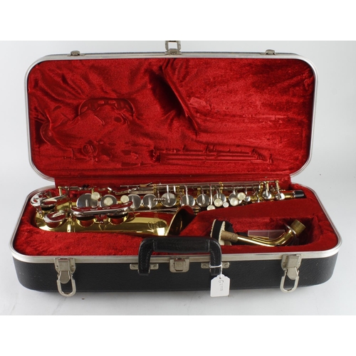 492 - Armstrong saxophone (no. 4001723), neck piece presentm contained in fitted Armstrong case