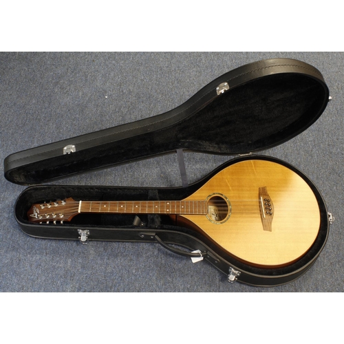 494 - Morgan Lewis octave mandolin in Sapele, no. OM157, makers label to inside, back length 45cm approx.,... 