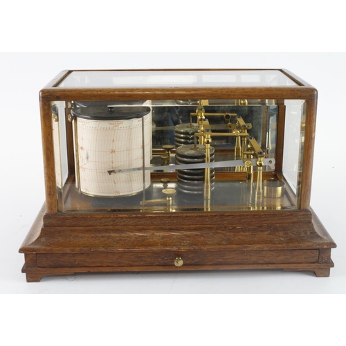 515 - Oak and glass cased barograph, total height 21.5cm, width 35.5cm, depth 21cm approx. (in need of res... 