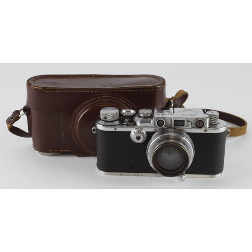 526 - Leica IIIa Rangefinder camera (no. 130410), with Summar f=5cm 1.2 lens (no. 194211), contained in a ... 