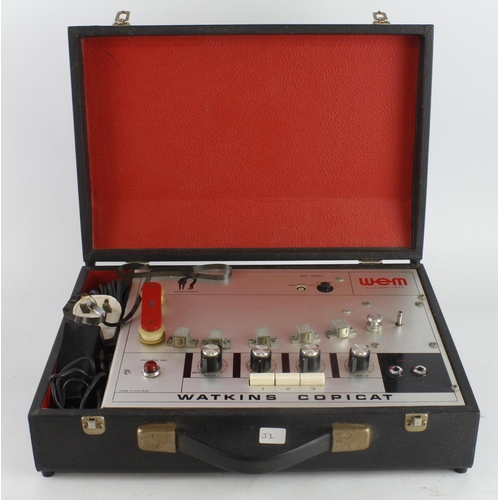 551 - 1970s WEM Solid State Watkins Copicat tape delay unit, with footswitch and original cover. AF