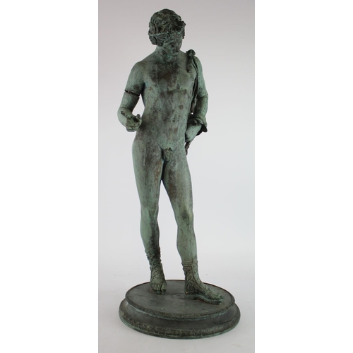 563 - Bronze. A large bronze figure, depicting 'Narcissus', height 62cm approx.