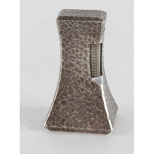 570 - Dunhill white metal lighter (unusual shape), makers stamp to base, height 70mm (untested)