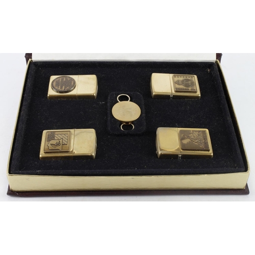 631 - Zippo. A cased set of 'Zippo World War II, A Remembrance' lighters (four lighters), case size 19cm x... 