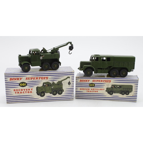 75 - Dinky Supertoys. Two boxed Dinky Military models, comprising no. 661 'Recovery Tractor'; no. 689 'Me... 