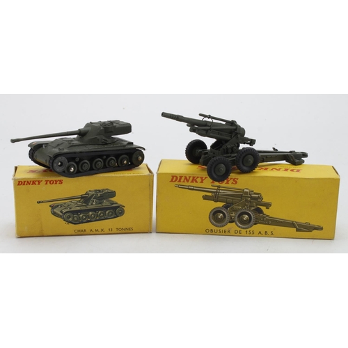 78 - Dinky Toys (French). Two boxed French Dinky Military models, comprising no. 80C 'Char A.M.X. 13 Tonn... 