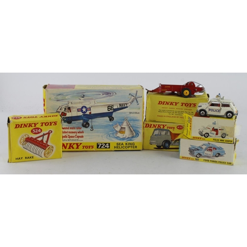 96 - Dinky Toys. Six boxed Dinky models, comprising Police Mini Cooper (no. 250); Ford Panda Police Car (... 