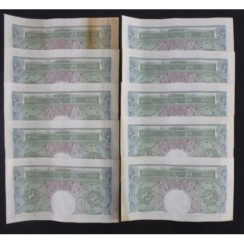 113 - Catterns 1 Pound (B225) issued 1930 (10), a consecutively numbered run of 10 notes serial X25 039901... 