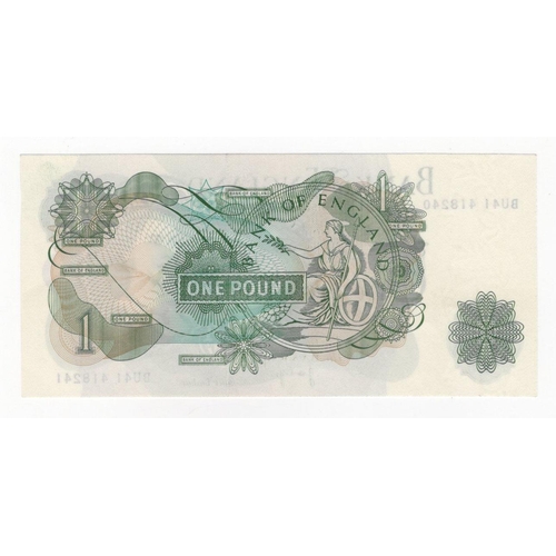 139 - ERROR Page 1 Pound issued 1970, mismatched serial numbers, BU41 418240 & BU41 418241 (B322, Pick374g... 