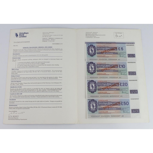 16 - Grindlays Bank Limited SPECIMEN Letters of Credit, Letters of Indication and Travellers Cheques 1920... 