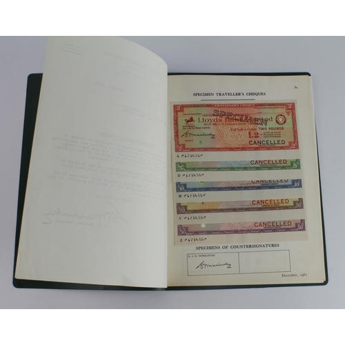 21 - Lloyds Bank Limited SPECIMEN Letters of Credit, Letters of Indication and Travellers Cheques 1950's ... 