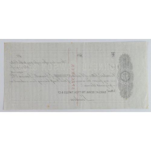 3 - Barclay, Bevan, Tritton, Twells & Co. SPECIMEN circular letter of credit 1865 - 1888 issue, about EF... 