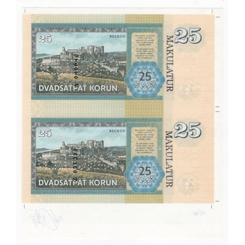 32 - Test Note, 25 Korun Slovakia (not legal tender), private essay security printing specimen test notes... 