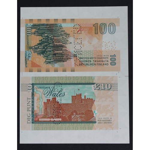 33 - Test Note, an uncut sheet of 2 notes comprising  20 Pounds Banknote of Wales (not legal tender), ser... 