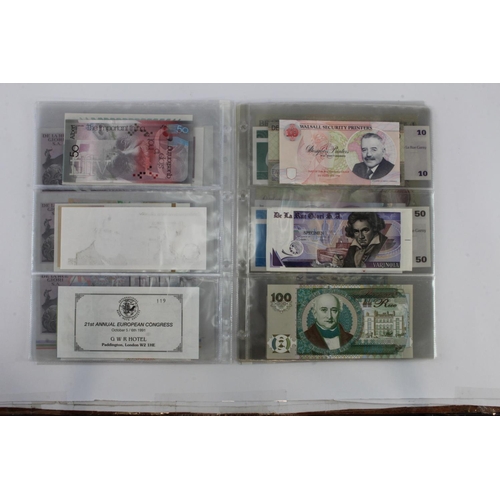 37 - Test/Advertising Notes (29), including an uncut sheet of 3 De La Rue Giori One Pass, De La Rue 5 Ene... 