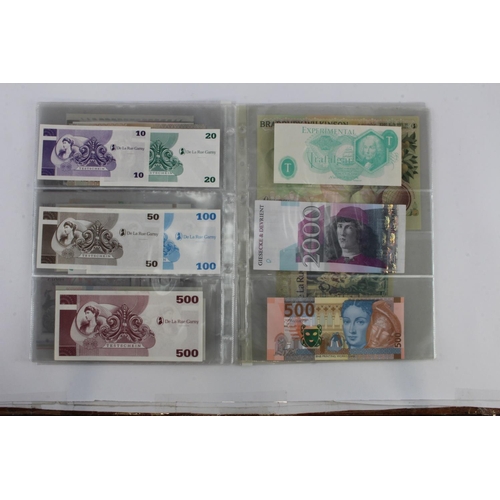 37 - Test/Advertising Notes (29), including an uncut sheet of 3 De La Rue Giori One Pass, De La Rue 5 Ene... 