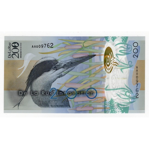 38 - Test/Promotional note, De La Rue 200 innovating for the future, issued in 2013 commemorating 200 yea... 