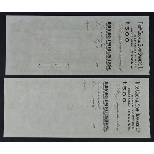 42 - Thomas Cook & Son Bankers Limited (2), very rare early 5 Pounds Travellers Cheque issued but unused ... 