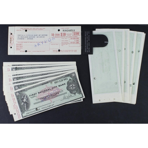 47 - U.S.A. First National City Bank (55), booklet of 10 x 10 Dollars Travellers Cheques in leather folde... 