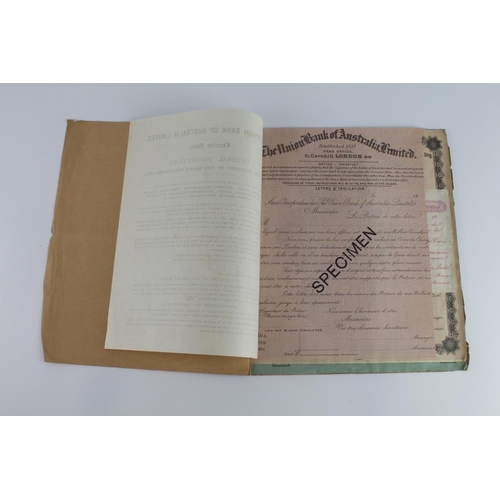 48 - Union Bank of Australia Limited, a Booklet containing SPECIMEN Letters of Credit, Letters of Indicat... 