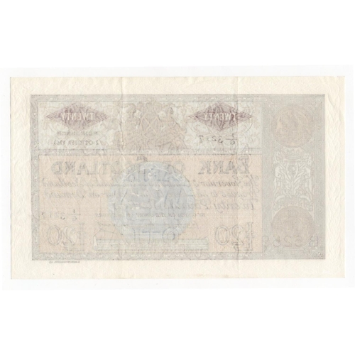 494 - Scotland, Bank of Scotland 20 Pounds dated 2nd October 1963, signed Bilsland & Watson, serial 3/G 32... 