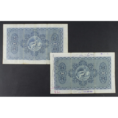 508 - Scotland, British Linen Bank (2) 20 Pounds dated 14th February 1962, signed A.P. Anderson, serial G/... 