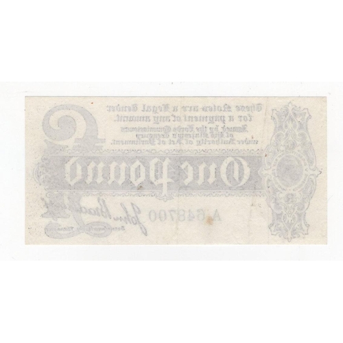 53 - Bradbury 1 Pound (T1) issued 1914, serial A.648700, this note has been doctored to appear like a T2 ... 