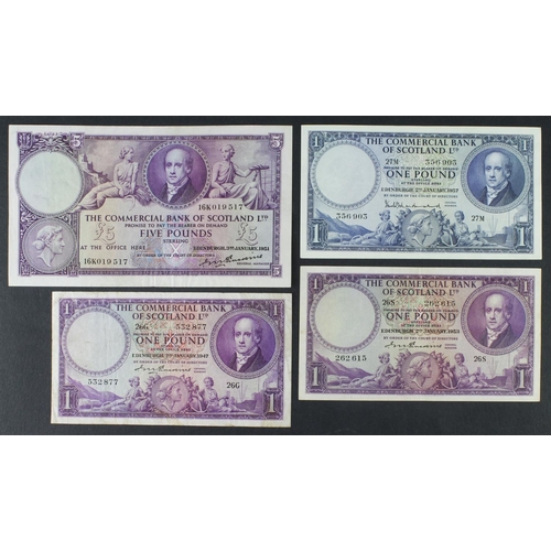 530 - Scotland, Commercial Bank (4), 5 Pounds dated 3rd January 1951, signed Sir John Erskine, serial 16K0... 