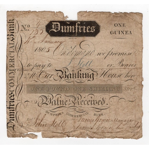 532 - Scotland, Dumfries Commercial Bank 1 Guinea dated 4th January 1805, James Gracie & Company, serial N... 