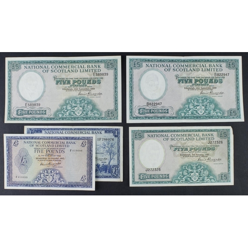 540 - Scotland, National Commercial Bank (5), 5 Pounds dated 16th September 1959 (2), signed David Alexand... 