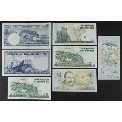 545 - Scotland, Royal Bank (7), 5 Pounds dated 1969 and 1973, 1 Pound dated 1988 and 4 Commemorative dated... 