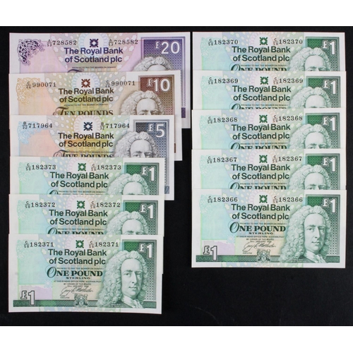 546 - Scotland, Royal Bank of Scotland (11), 20 Pounds dated 24th February 1993 (PMS RB105b, Pick354b), 10... 