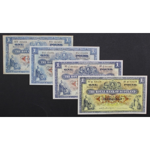 548 - Scotland, Royal Bank of Scotland (4) 1 Pound dated 11th November 1931, signed David Speed, serial F ... 