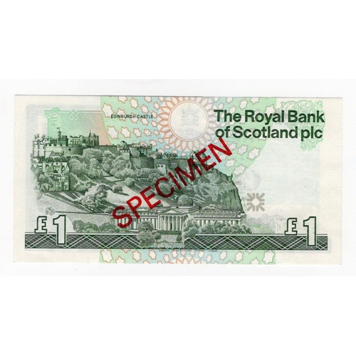 552 - Scotland, Royal Bank of Scotland 1 Pound dated 1988, scarce SPECIMEN note signed R.M. Maiden, serial... 