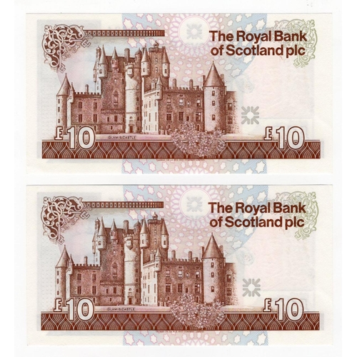 553 - Scotland, Royal Bank of Scotland 10 Pounds (2) dated 28th January 1992, signed G.R. Mathewson, a con... 