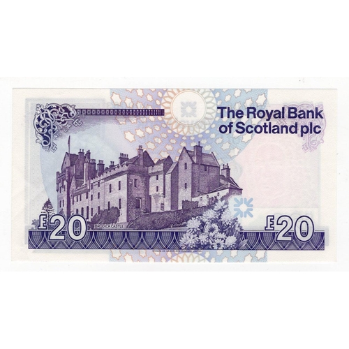 555 - Scotland, Royal Bank of Scotland 20 Pounds dated 27th March 1991, signed C. Winter, a VERY LOW numbe... 