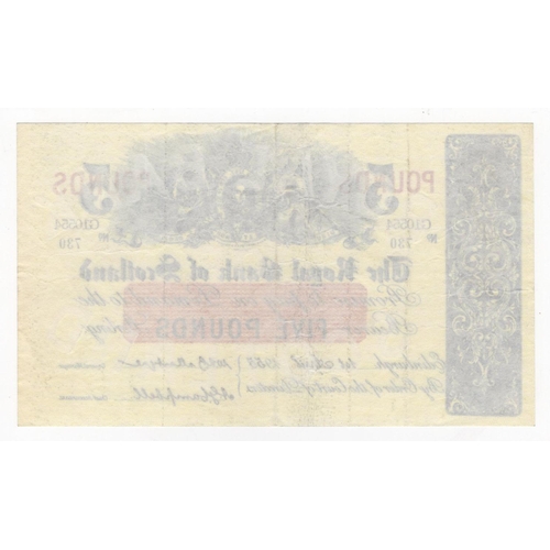 557 - Scotland, Royal Bank of Scotland 5 Pounds dated 1st April 1955, signed Ballantyne & Campbell, serial... 