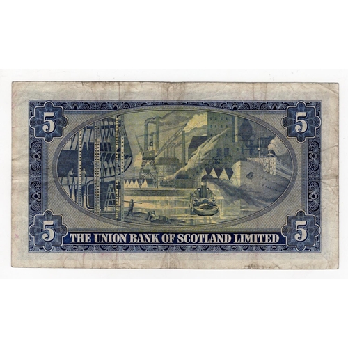 561 - Scotland, Union Bank 5 Pounds dated 2nd April 1954, scarce LAST DATE of issue, signed William Watson... 