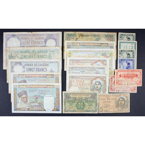 568 - Algeria (19), 50 Francs and 100 Francs 1936, 500 Francs 1958, 100 Francs (3) 1941, 1942, 1945, 50 Fr... 