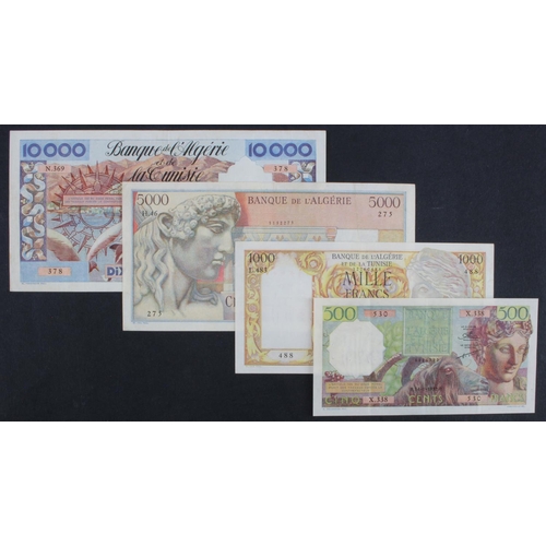 571 - Algeria (4), 10000, 5000, 1000 and  500 Francs dated 1957, 1947, 1949 and 1952 respectively (BNB B20... 