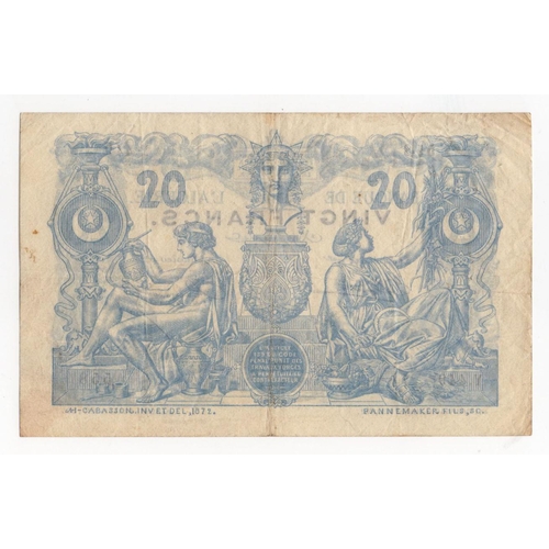 574 - Algeria 20 Francs dated 12th August 1903, serial Y.449 558 (BNB B118a, Pick72) pinholes, original Fi... 